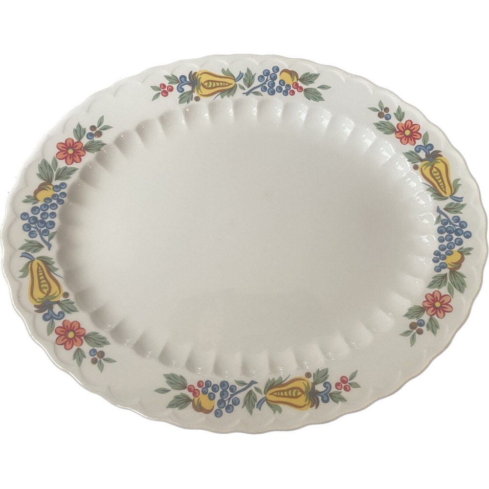 Edwin KNOWLES 13" Oval Serving Platter Concord Grapes Styles By Kaplan
